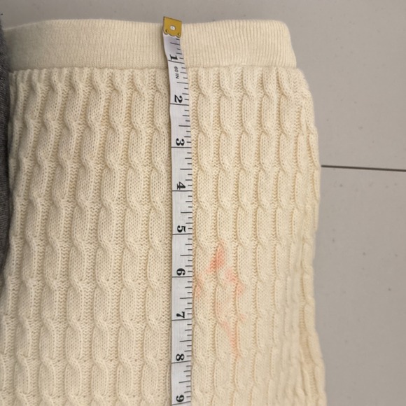 Vintage Panther Sweater Skirt Set L Cream Wool Cable Knit Tank Midi 90s Neutral - Picture 11 of 14